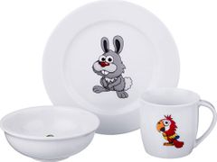 Набор посуды на 1 персону 3 пр. зверята: кружка +блюдце+тарелка 300 мл. высота=8 см. 