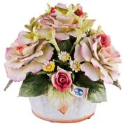 Декоративная корзина с цветами 19*17 см. высота=18 см. 