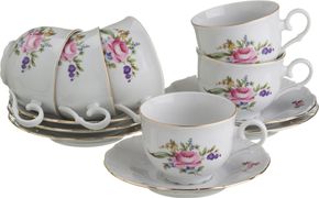Чайный набор на 6 персон 12 пр. майсенский букет 210 мл. высота=6 см.