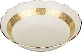 Глубокая суповая тарелка луксор диаметр=16 см. высота=4 см. обводка золото