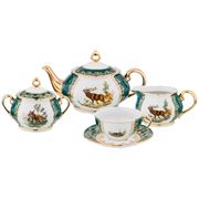 Чайный сервиз на 6 персон 15 пр. охота зеленая