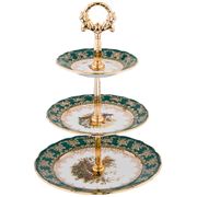 Фруктовница трехъярусная зеленая охота диаметры=25/19/15 см. высота=34 см. 