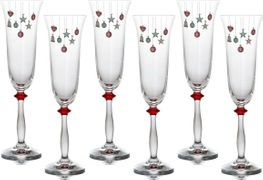 Набор бокалов для шампанского из 6 шт.елочные игрушки 190 мл. высота=25 см. (кор=1набор.)