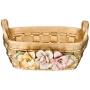 Корзина декоративная овальная золото цветы 35х27х18 см.