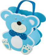 Полотенце 90*50см, мишки, хлопок 100%, 400г/м.кв, шампань в фетровой сумочке голубой