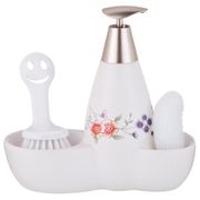 Комплект пасадена: дозатор для моющего средства 500 мл.+губка и щетка 20*9*18 см. (кор=12комп.)