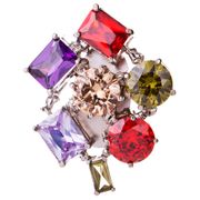 Брошь с 6 разноцветными камнями