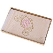 Полотенце умница дочь,35х70. махра, персик,вышивка,кружево,100% хлопок 400гр\м