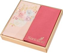 Комплект салфеток 40*40см из 2шт букетик х/б 100%, молочный/розовый