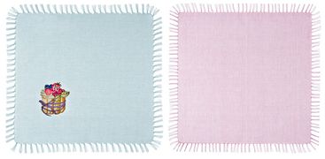 Комплект салфеток из 2штдесерт-савоярди 40*40 см. х/б 100%, св.голубое\розовое