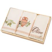 Комплект салфеток из 3шт 40х40см  оливки  100% х\б, шампань