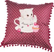 Декоративная подушка 45*45 см милый дом, х/б, бордовая