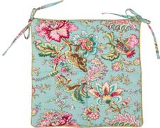 Сидушка на стул 38*38 см, райский сад, хлопок 100%,бирюза