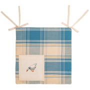 Сидушка на стул 40х40см, гуси х/б 100%, клетка, синий