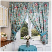 Комплект штор кухонных антик из 2 шт, 150х180см,100% х/б, бирюза