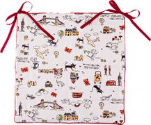 Сидушка на стул котомания лондон 40*40 см. белый, красный, 100%лён, синтепон