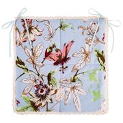  сидушка на стул орхидея,40х40 , 100% хлопок,голубой,кружево беж,синтипон