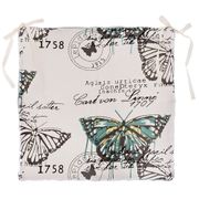 Сидушка палермо, 100% хлопок,бирюза, кружево беж