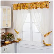 Штора кухонная с подхватами авантаж 145*180 см из 2шт  100% х/б горчица\шампань
