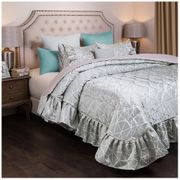 Комплект на кровать из покрывала и 2-х нав модерн 250х230,50х70-2шт, мятный, 100% пэ