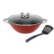 Казан чугунный agness диам=26 см. 3 л. стекл.арома крышка+лопатка, антип. покр, инд. дно (кор 4 шт)