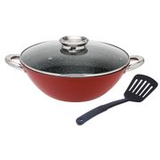 Казан чугунный agness диам 30 см. 4,4 л.стекл.арома крышка+лопатка, антип. покр,инд. дно (кор 4шт)