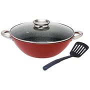 Казан чугунный agness диам 32 см. 5 л. стекл.арома крышка+лопатка, антпр. покр, инд. дно (кор 4шт)