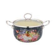 Кастрюля эмалированная agness со стеклянной крышкой, 3,0л, диаметр=18 см высота=13 см (кор=6шт.)