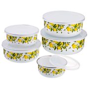 Набор мисок agness эмалированных с крышками 10 пр. 200/320/560/820/1080 мл (кор=24набор)