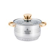 Кастрюля agness со стеклянной крышкой, 2,1л, золото