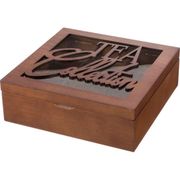 ШКАТУЛКА ДЛЯ ЧАЯ "TEA COLLECTION" КОРИЧНЕВАЯ С 9-Ю СЕКЦИЯМИ 24*24*8 СМ. (КОР=18 ШТ. 255101
