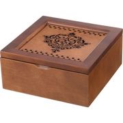 ШКАТУЛКА ДЛЯ ЧАЯ КОРИЧНЕВАЯ С 4-МЯ СЕКЦИЯМИ 18*18*8,2 СМ. (КОР=18 ШТ.)  255109