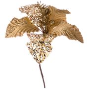 ЦВЕТОК ДЕКОРАТИВНЫЙ "ПУАНСЕТТИЯ" ЗОЛОТАЯ ВЫСОТА=15 СМ. БЕЗ УПАКОВКИ (МАЛ=12ШТ./КОР=768ШТ.) 855-135