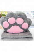32025 Подушка-сидушка с пледом  "Лапки" 110*150 серый 