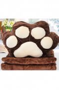 32025 Подушка-сидушка с пледом "Лапки" 110*150 коричневый