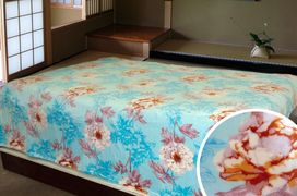 Покрывало-плед (велсофт) "Пионы" (180х210) Артикул: 108.