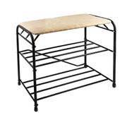 Подставка для обуви 3 полки 65 с сиденьем замша цв.Чёрный арт.ПОС62 ПОС62