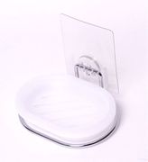 Мыльница овальная 13*9.5*5.5см пластиковая на хромированной подвеске с креплением "SMART STICKER" 15