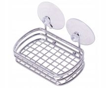 Мыльница прямоугольная 13*10см хромированная на двух присосках 0511