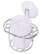 Стакан для зубных щеток 13*12*8см пластиковый с хромированной подставкой 0236