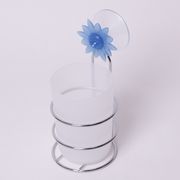 Стакан для зубных щеток 7.5*7.5*14.5см пластиковый с хромированной подставко 0501