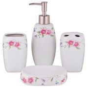 НАБОР ДЛЯ ВАННОЙ КОМНАТЫ 4 ПР.:ДОЗАТОР ДЛЯ МЫЛА, МЫЛЬНИЦА, СТАКАН ДЛЯ ЗУБНЫХ ЩЕТОК 755-199