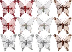ДЕКОРАТИВНОЕ ИЗДЕЛИЕ НА КЛИПСЕ "БАБОЧКИ" 10 СМ. 4 ВИДА (КОР=100КОМП.) 241-1903