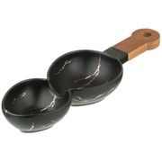 менажница с деревянной ручкой коллекция золотой мрамор цвет: black  34*11,3*5 см