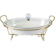 МАРМИТ СО СТЕКЛЯННОЙ КРЫШКОЙ НА МЕТАЛ. ПОДСТАВКЕ 1,5 Л. 36*23*12 СМ.  772-060