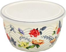 Миска эмалированная 1,7л "Вальс цветов" с пластиковой крышкой (Спэшл,336718,1,7,16), 2944