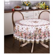 Скатерть круглая винтаж. совушки d185см ,беж, 100% хлопок,твил