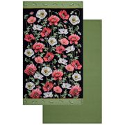 Набор полотенец из 2-х шт маки,40х70см,зелёный+черный, 100% хлопок,твил