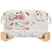 блюдо для слоеных салатов на деревянной подставке коллекция цветочная симфония размер блюда 22,7*1