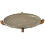 блюдо для сервировки на деревянной подставке коллекция золотой мрамор цвет: gray 30,8*18,7*3 см